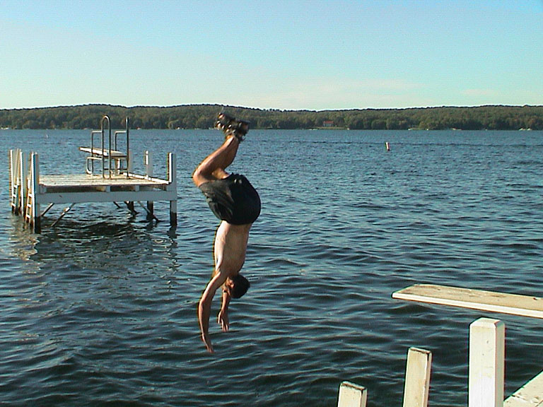 Dan doing a backflip.