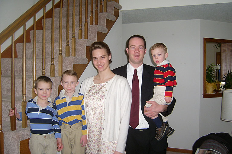 The Keever clan pose after church; Todd, Joel, Laurie, Chad, and Seth.