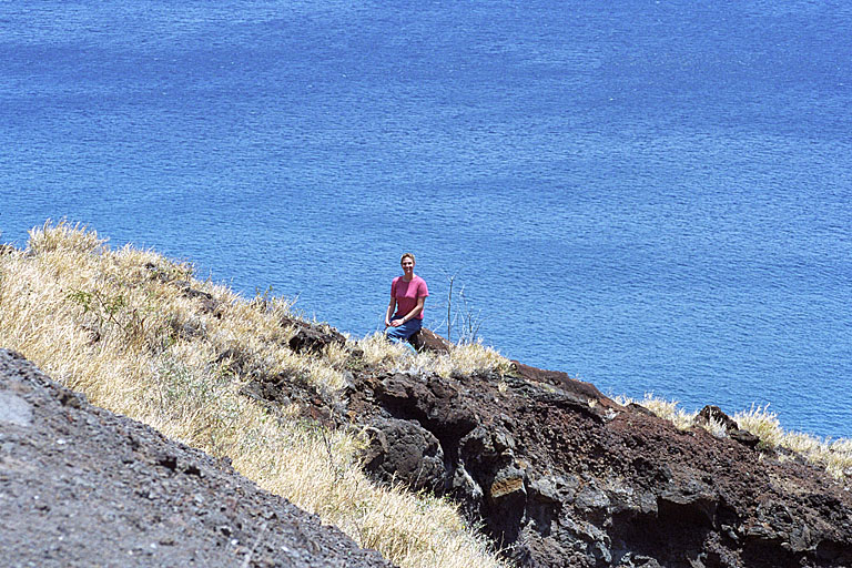 Laurie goes out ahead to check out the view of the ocean from a different spot.