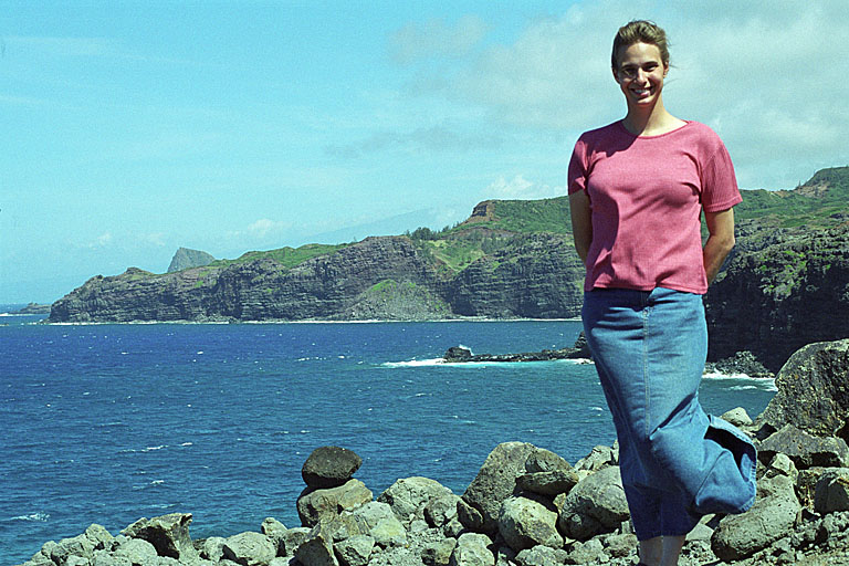 Laurie stays cool in the ocean breeze.