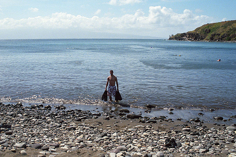 Me (Dan) after snorkeling. Check out the wonderful water.