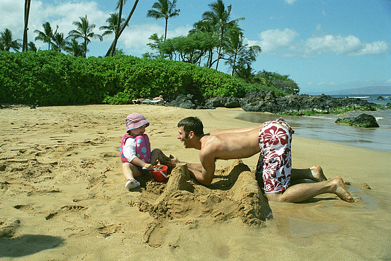 Dan and Sarah having some fun on the beach.