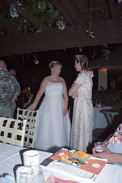 Jodie and Laurie talk after dinner.