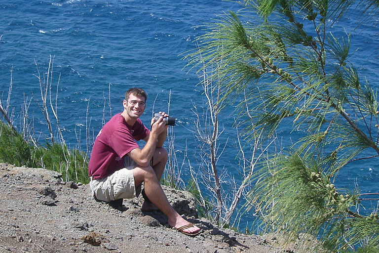 Laurie catches me (Dan) taking more pictures of the waves pounding on the rocks.