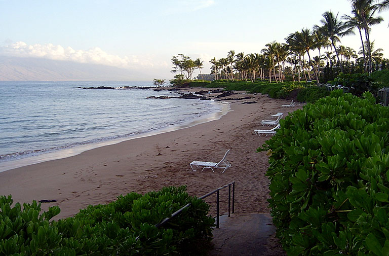 The northern view of the beach infront of the resort.