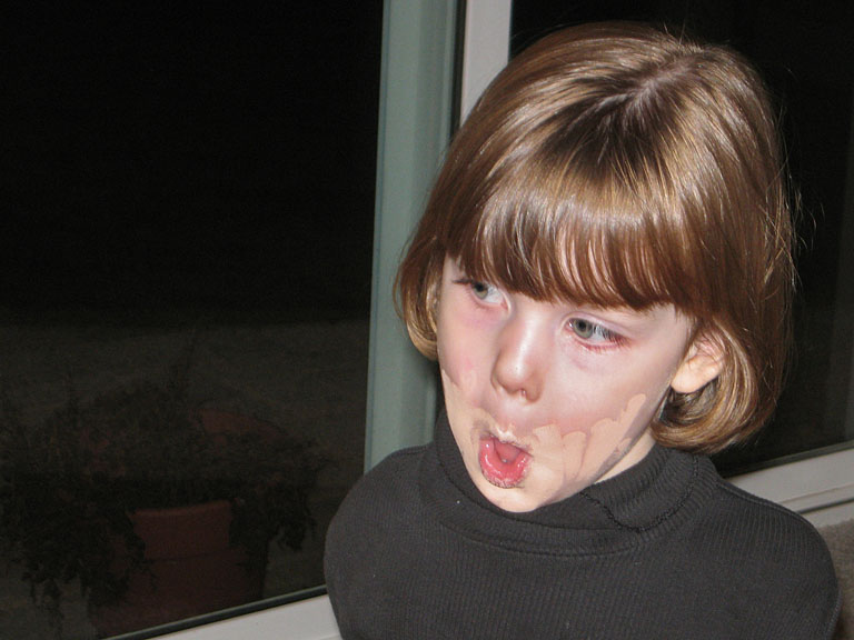 Sarah gets into her mother's make-up.