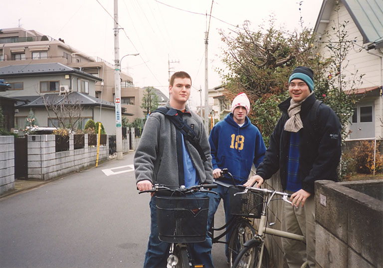 Morning number one. Joel, Josh, and Makato get ready to go check out Makato's high school.