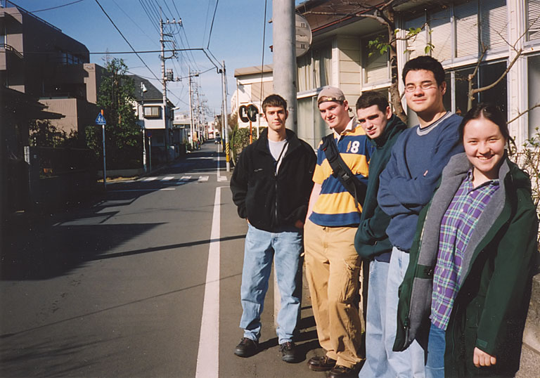 Dan, Joe, Josh, Makato, and Iako get ready to check out Tokyo.
