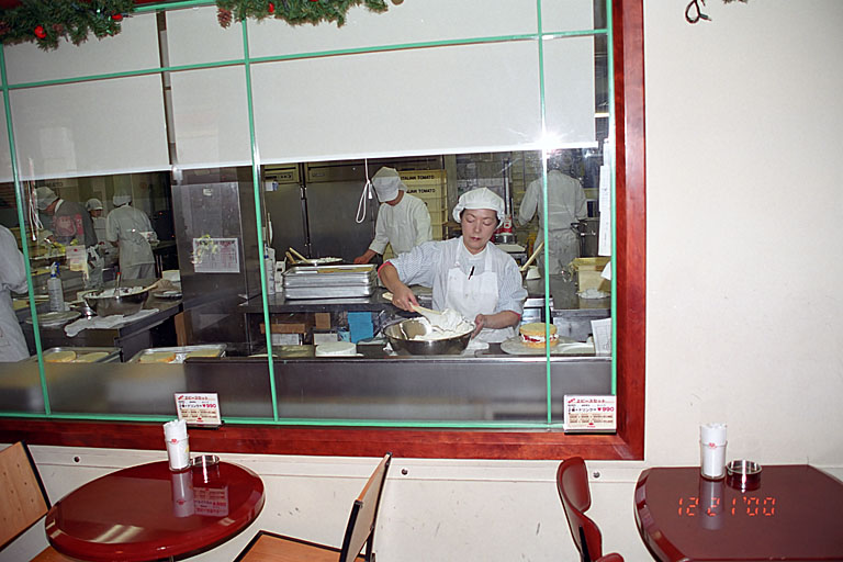The kitchen at a premier strawberry cake bakery.