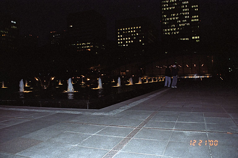 The fountains in front of a really sweet resturant.