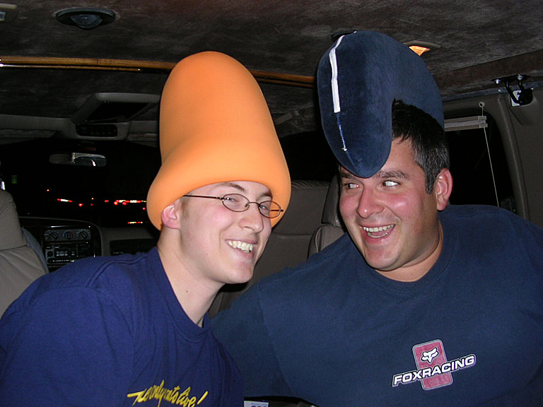 Abe and Derrick start clowning around before we leave the house.