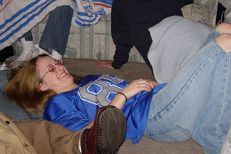 Kristi enjoys the company.