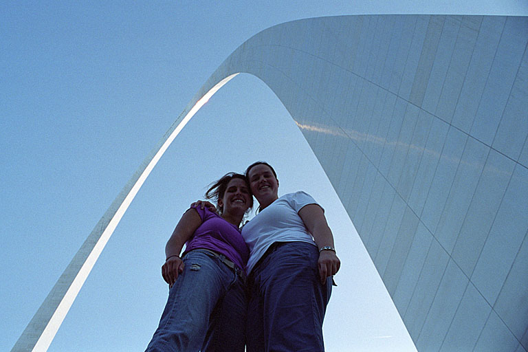 Gab and Sarah looking cool by the arch.
