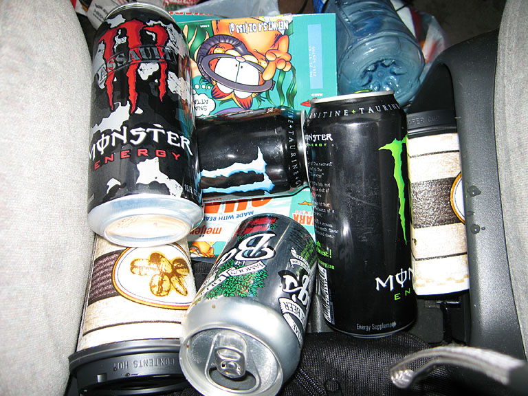 Evidence of how Dan and Kyle stayed awake for the past 12 hours of driving.