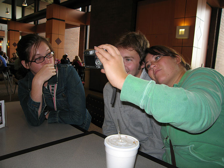 Kirsten, Mark, and Erica take silly pictures.