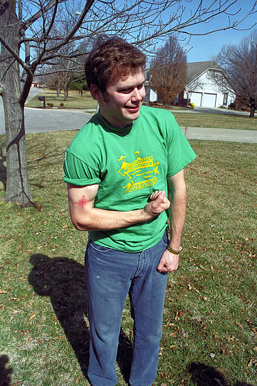Mark shows off his new tat.