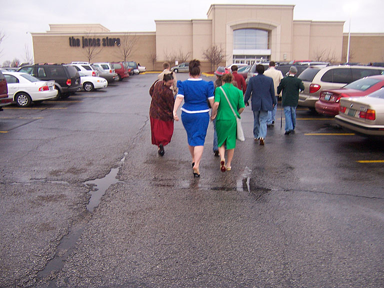 The whole gang gets ready to storm the Oak Glen mall.