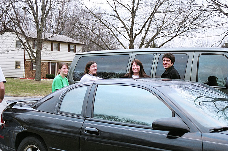 Shannon, Ruthie, Erica and Kyle get ready to load up.