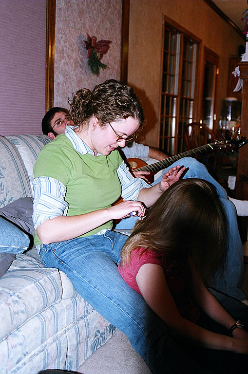 Katy gives Kristi a back rub.