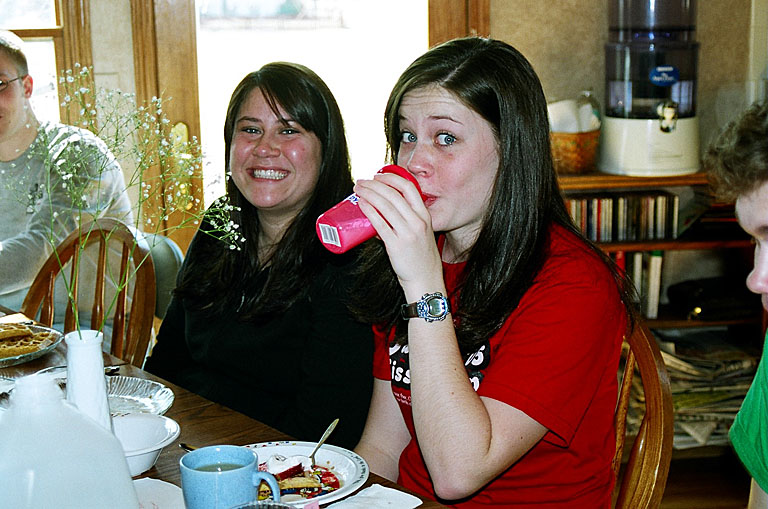 Erica and Kirsten laugh about the sippy cup episode.