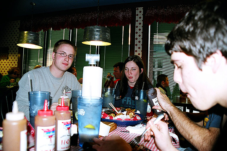 Abe, Kirsten, Dan and Kyle enjoys some great BBQ at Bandanas in St. Louis.