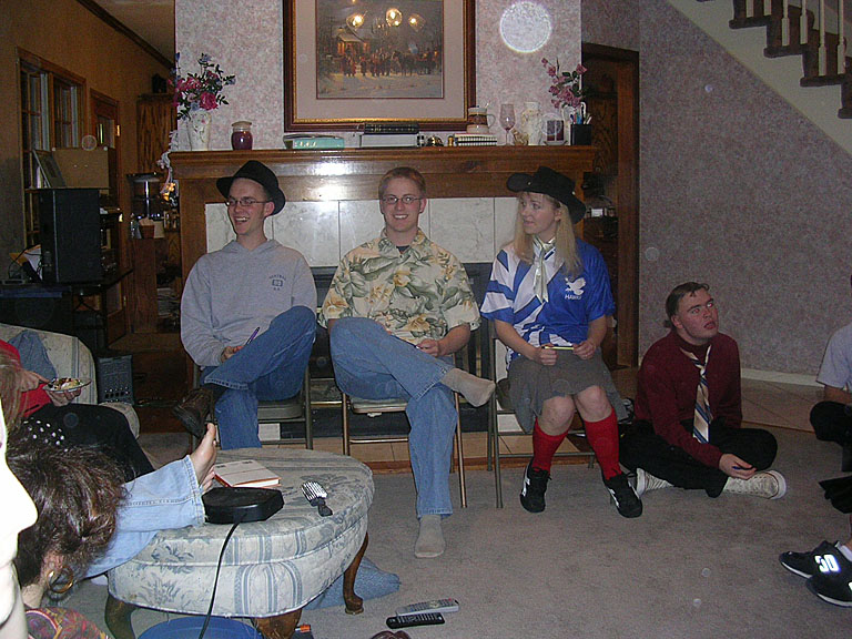 Warren Kittler, Abe, Anna Roggow, and Michael wait for the festivities to commence.