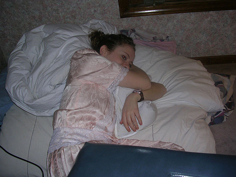 Kristi tries to sleep her pain away.