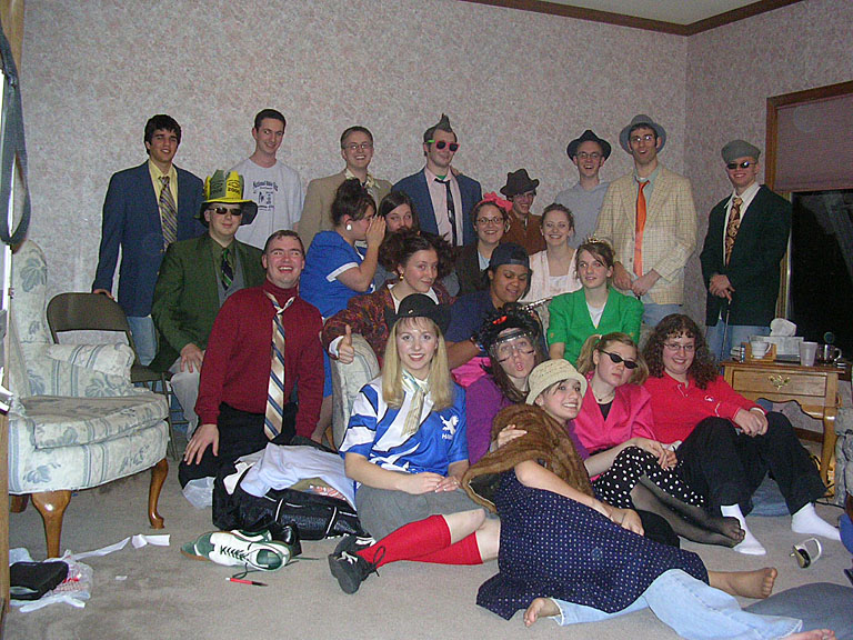 Group photo after the "Valentines Dinner" / Dress-up Party.