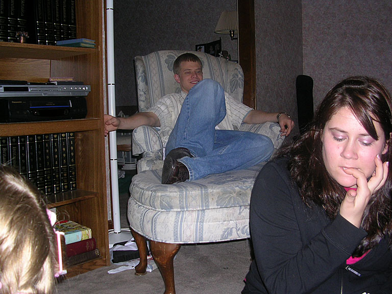 Jeremy relaxes while everyone else plays reindeer games.