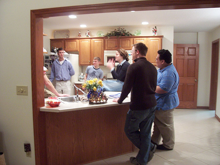 Dan, Jeremy, Abe, and Leo listen to an animated story by Katy.