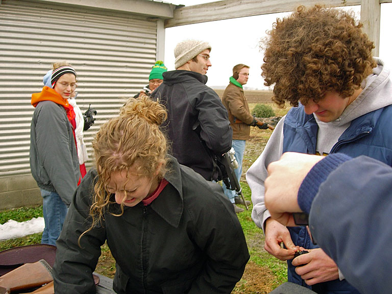 Kristi and Ben try their hands at loading some rounds. Kinsey, Leo, Dan, and Abe get ready for a little shootin.