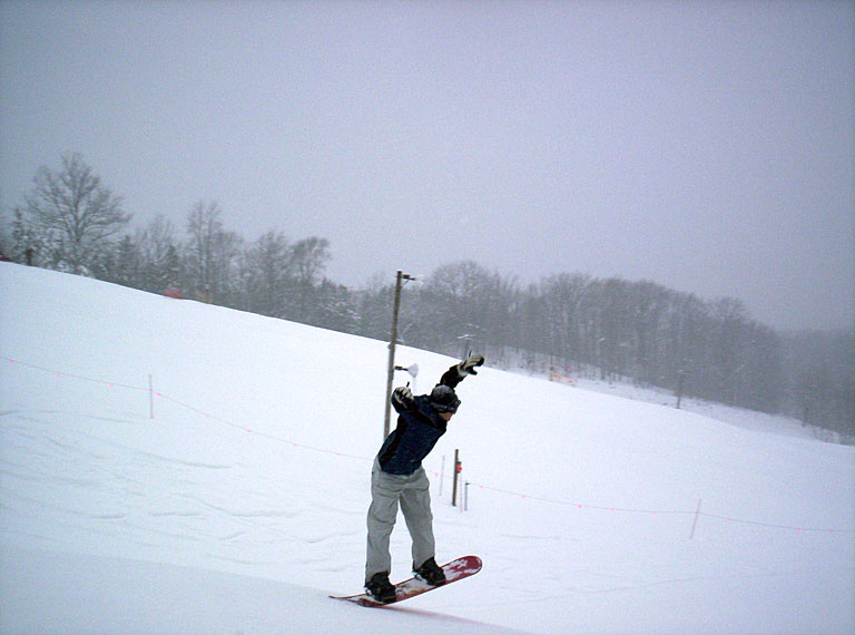 Phil Huber tail walks his landing.