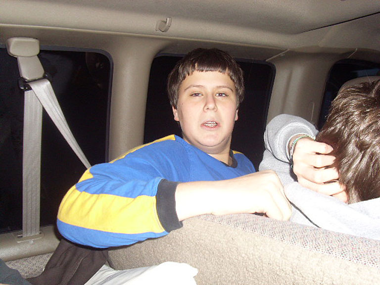 Cameron Stieglitz enjoying the van ride.
