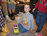 Todd plays with the new school bus.