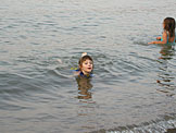 Madeline cools off in the lake.