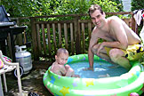 Joel and Craig hang out in the kiddie pool.