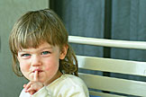 Sarah pauses from here Cheerios to make a cute pose.