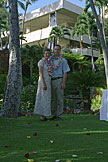 Laurie and Chad enjoy the wedding lawn.