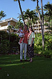 Family portrait in the garden.  Craig, Tammy and Sarah.