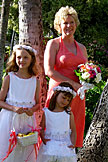 The flower girl, the ring bearer, and the maid-of-honor.
