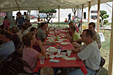 Laurie, Tammy, Alan, Jodie, Mom, Craig, and Chad enjoy a nice breakfast in the tent.