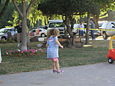 Sarah playing hop-scotch.