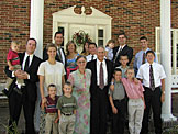 Seth, Chad, Laurie, Todd, and Joel. Alan and Jodie. Mom and Dad. Tammy, Sarah, and Craig. Dallas, Parker, Travis, and Tyler Haerr. Me (Dan). Sunday morning before church.