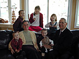 Grandma and Grandpa with the grandkids: Seth, Todd, Madeline, Joel, Hope, and Sarah.
