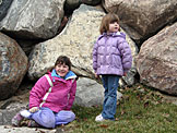 Madeline and Sarah watch the boys as they run around.