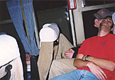 Josh, Joel, and Dan cash out on the bus ride from the airport to Tokyo.