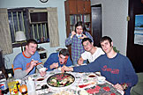 Joel, Josh, Iako, Makato, and Dan enjoy some fresh food.