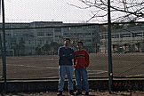 Makato and Kan in front of their old elementary school.