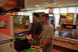 Makato and Dan playing some World Kicks soccer.