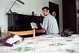 Dan playing the piano and testing out the remote features the new camera.